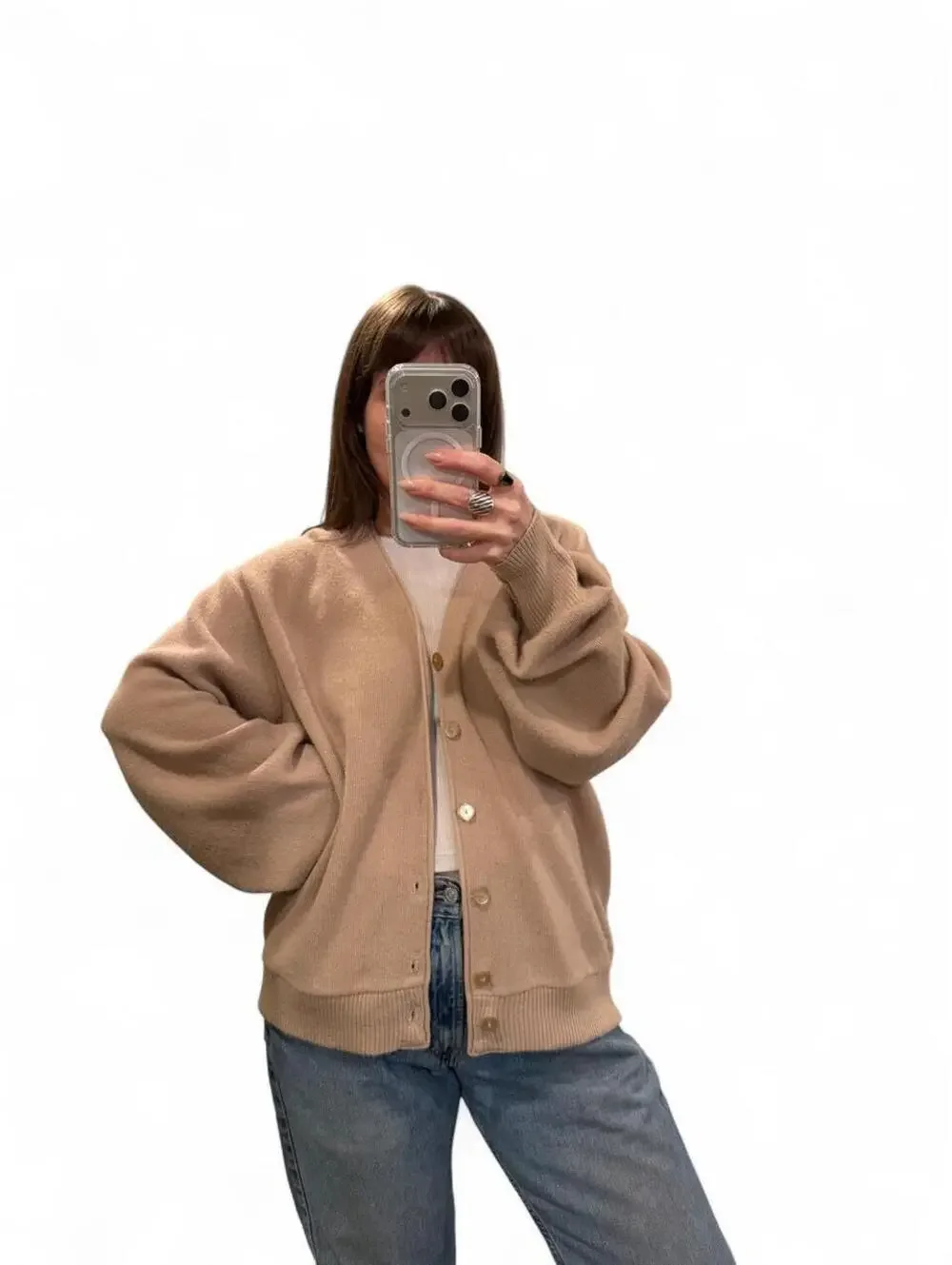 Vintage 90’s Oversized Camel Grandpa Cardigan